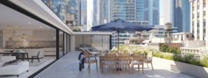 a penthouse with a roof