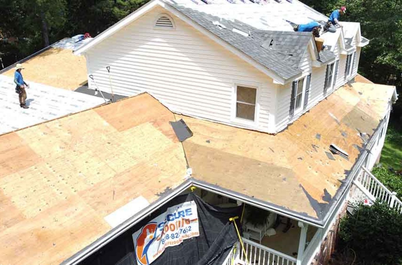 Secure Roofing roofer completing roof replacement in Fletcher, NC, demonstrating trusted service and dependable workmanship. Roof Replacement near me.