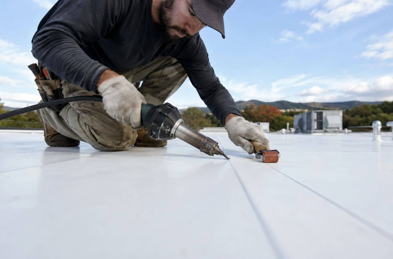 Secure Roofing specialist completing TPO roofing in Arden, NC with precision and weather-resistant detailing. TPO Roofing Near Me.