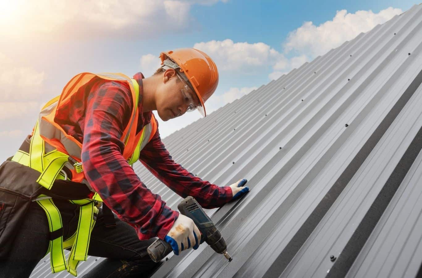 Secure Roofing roofer inspects a Hendersonville, NC property to identify damage and recommend reliable solutions.